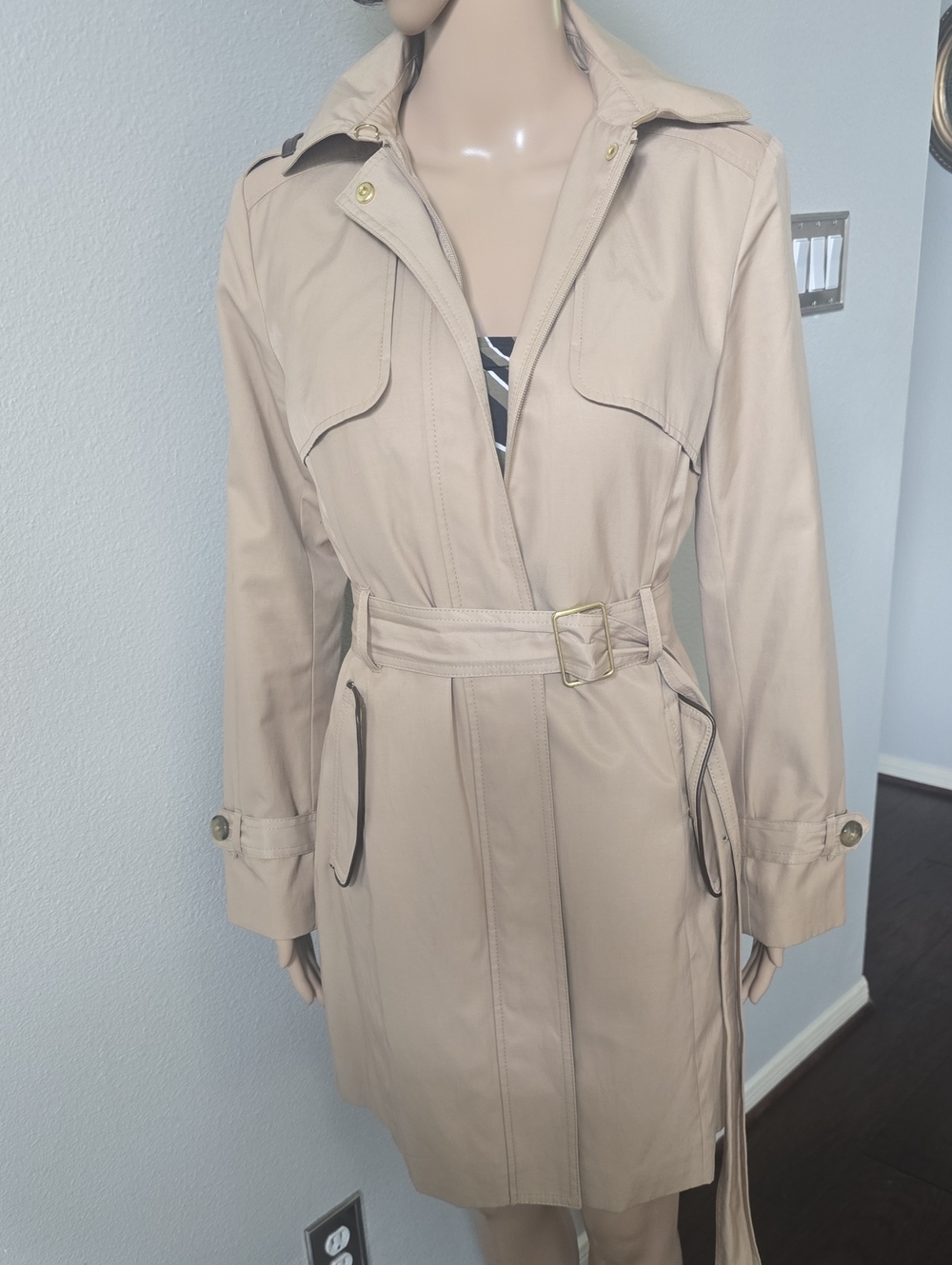 Cole Haan Light Beige Hooded Coat